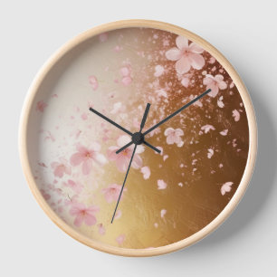 Whimsical Cherry Blossom Blizzard auf Golden Uhr