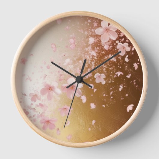 Whimsical Cherry Blossom Blizzard auf Golden Uhr (Vorderseite)
