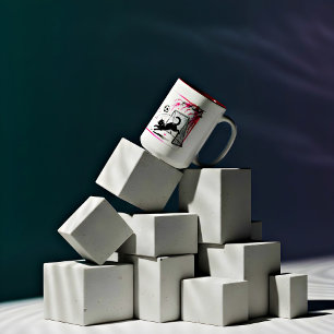 Whimsical Cherry Blossom Katze – Perfekt für Sport Zweifarbige Tasse