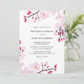 Whimsical Cherry Blüten Hochzeit Einladung (Stehend Vorderseite)