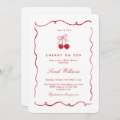Whimsical Cherry on Top Baby Shower Girl Einladung (Vorne/Hinten)