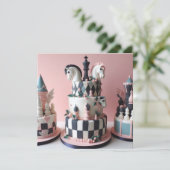 WHIMSICAL CHESS THEMED GEBURTSTAGSKAKE KARTE (Stehend Vorderseite)