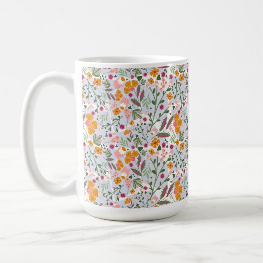 Whimsical Chey und farbenfrohe Blume Kaffeetasse (Links)