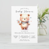 Whimsical Chic Bear Baby Dusche Einladung (Stehend Vorderseite)