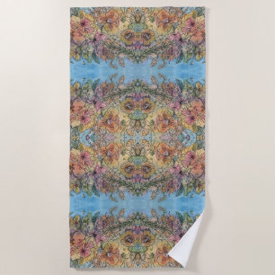 Whimsical Chic Blumen Garten Aquarellmalerei  Strandtuch