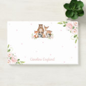 Whimsical Chic Blush Floral Woodland Tiere Post-it Klebezettel (Büro)