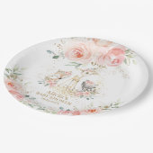 Whimsical Chic Blush Pink Floral Woodland Tiere Pappteller (Schrägansicht)