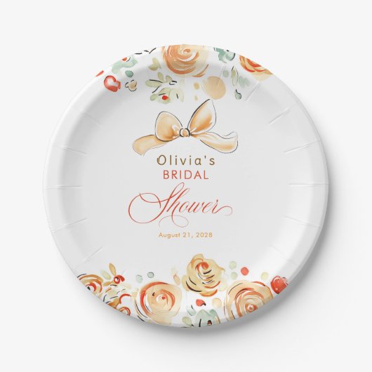 Whimsical Chic Elegant Fall Bridal Shower Pappteller (Vorderseite)