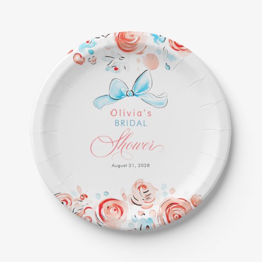 Whimsical Chic Elegant Hand Drawn Bridal Shower Pappteller (Vorderseite)