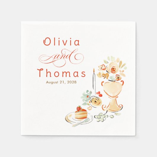 Whimsical Chic Elegant Hand Drawn Fall Wedding Serviette (Vorderseite)