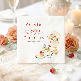 Whimsical Chic Elegant Hand Drawn Fall Wedding Serviette