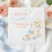 Whimsical Chic Elegant Hand Drawn Wedding Serviette