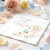 Whimsical Chic Elegant Hand Drawn Wedding Serviette