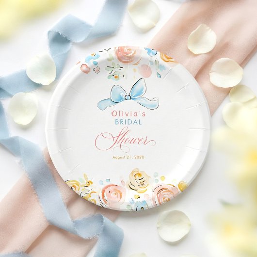 Whimsical Chic Elegante handgezeichnete Bridal Sho Pappteller