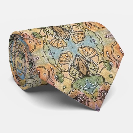 Whimsical Chic Flower Garden Aquarellmalerei Krawatte (Gerollt)