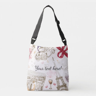 Whimsical Chic Girly Pink Paris Tragetaschen Mit Langen Trägern