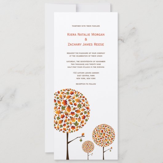 Whimsical Chic Herbst Herbstlaub Pop Tree Hochzeit Einladung (Vorderseite)