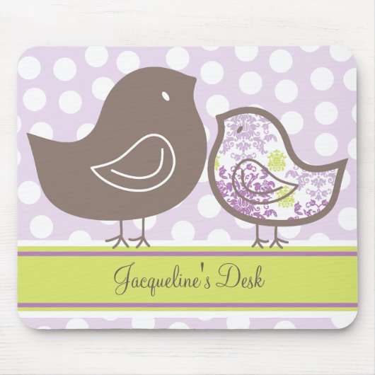 Whimsical Chic Lavender Lila Sweet Damask Chicks Mousepad (Vorne)