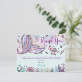 Whimsical Chic Mermaid Schwanz Baby Dusche Geburts Dankeskarte (Stehend Vorderseite)