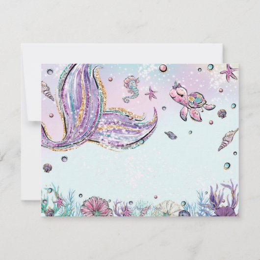Whimsical Chic Mermaid Schwanz Baby Dusche Geburts Dankeskarte (Rückseite)