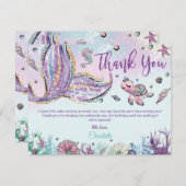 Whimsical Chic Mermaid Schwanz Baby Dusche Geburts Dankeskarte (Vorne/Hinten)