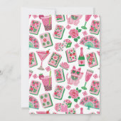 Whimsical Chic Rosa & Grün Mahjong-Party Einladung (Rückseite)
