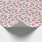 Whimsical Chic Rosa & Grün Mahjong-Party Geschenkpapier (Ecke)