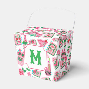 Whimsical Chic Rosa & Grün Mahjong Party Monogramm Geschenkschachtel