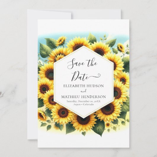 Whimsical Chic Sunflower Wedding Save The Date (Vorderseite)