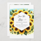 Whimsical Chic Sunflower Wedding Save The Date (Vorne/Hinten)