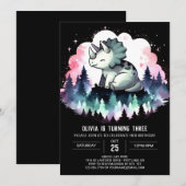 Whimsical Chic Triceratops Geburtstag Einladung (Vorne/Hinten)