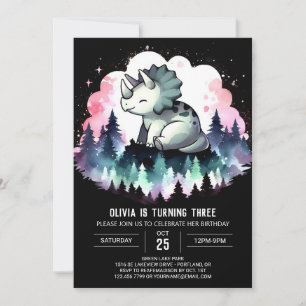Whimsical Chic Triceratops Geburtstag Einladung