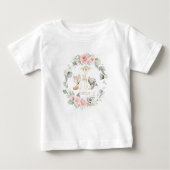 Whimsical Chic Woodland Blush Pink Floral Baby T-shirt (Vorderseite)