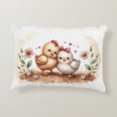 Whimsical Chick Duo Cottagecore Watercolor Dekokissen (Rückseite)