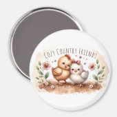 Whimsical Chick Duo Cottagecore Watercolor Magnet (Vorderseite/Rückseite)