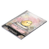 Whimsical Chick Florale Wasserfarben-Kunst Notizblock (Linke Seite)