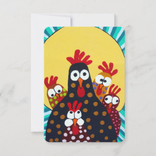 Whimsical Chicken Folk Dankeskarte