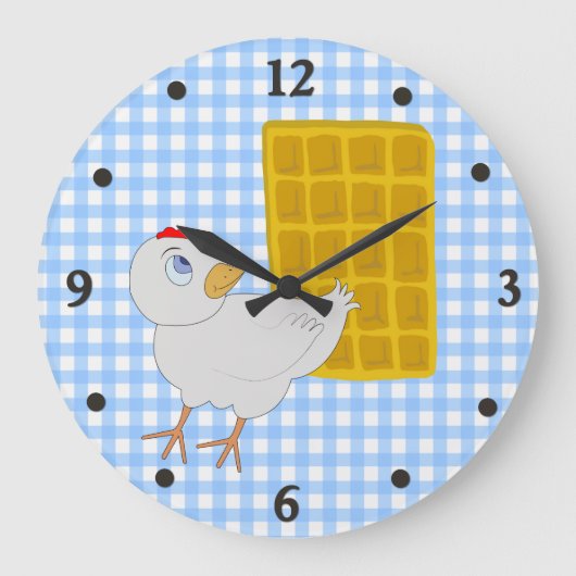 Whimsical Chicken und Waffel Küchenmauer Uhr (Vorderseite)