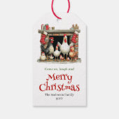 Whimsical Chickens Christmas Gift Tag Template Geschenkanhänger (Rückseite)