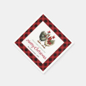 Whimsical chickens Christmas napkins editable name Serviette (Ecke)