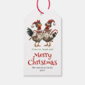 Whimsical Chickens Christmas Tag Cartoon Style Geschenkanhänger (Vorderseite)