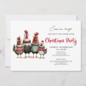 Whimsical Chickens Festive Cartoon Party Invite Einladung (Vorderseite)