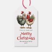 Whimsical chickens gift tag funny holiday design geschenkanhänger (Vorderseite)