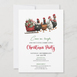 Whimsical Chickens Holiday Celebration Party Card Einladung