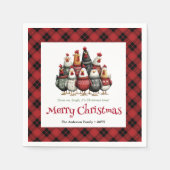 Whimsical chickens holiday napkins custom name set serviette (Vorderseite)