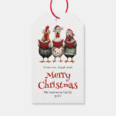 Whimsical Chickens Xmas Tag Editable Design Geschenkanhänger (Rückseite)