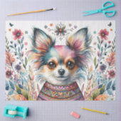 Whimsical Chihuahua in Boho Floral Watercolor Seidenpapier (Basteln)