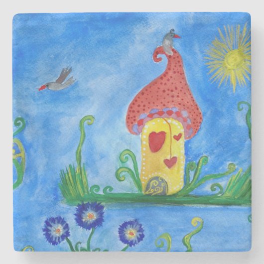 Whimsical Child Illustration Stone Untersetzer (Vorderseite)