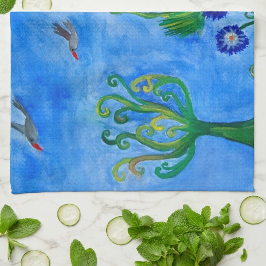 Whimsical Child Illustration Teetuch Geschirrtuch (Gefaltet)