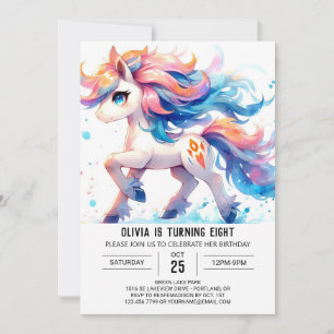 Whimsical Children Horse Birthday Einladung